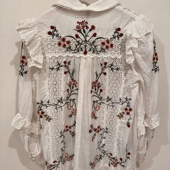 NWT By Anthropologie Long-Sleeve V-Neck Eyelet Midi Dress - Picture 12 of 12